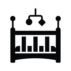 A lovely glyph icon of newborn baby cradle