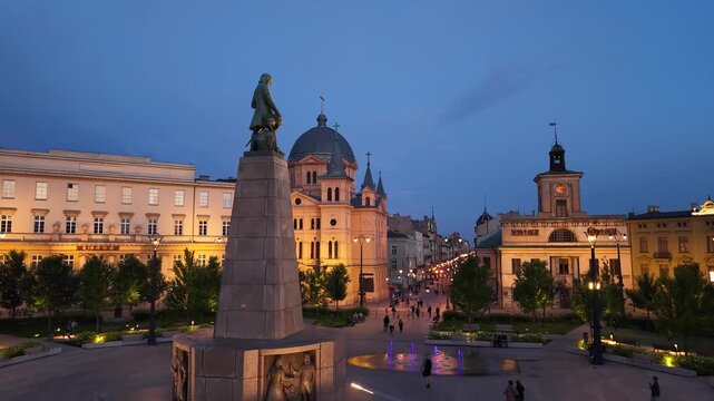 The city of Ł&oacute;dź - view of Freedom Square. Lodz, Poland.