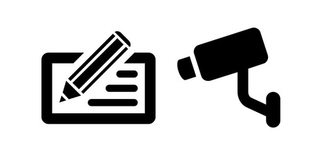 Security Surveillance System Form Input:  Bold Black Icons, Minimalist Style