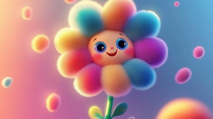 Rainbow Fuzzy Flower