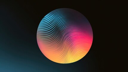 Abstract orb with textured, color gradient waves against a dark background