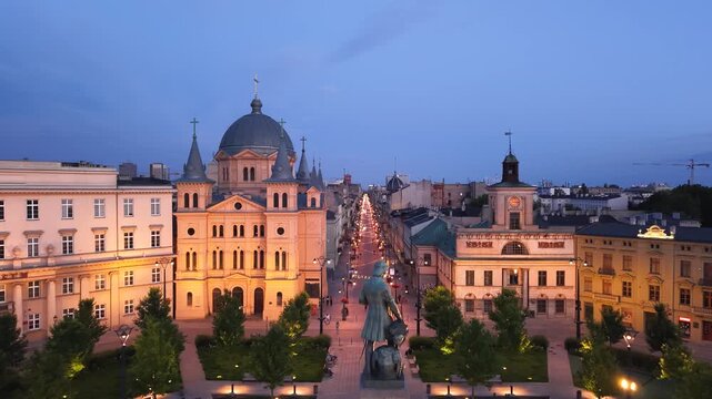 The city of Ł&oacute;dź - view of Freedom Square. Lodz, Poland.