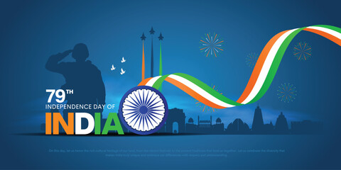happy 79th independence day of india. creative vector illustration design.