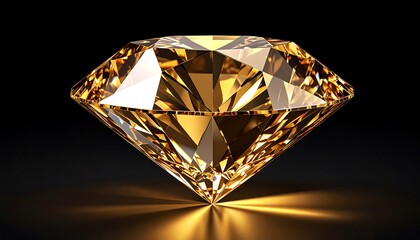 Golden diamond on black background