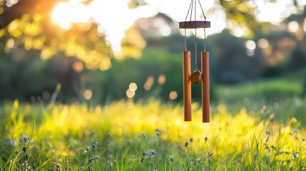 Graceful Wind Chime Swaying in Gentle Breeze