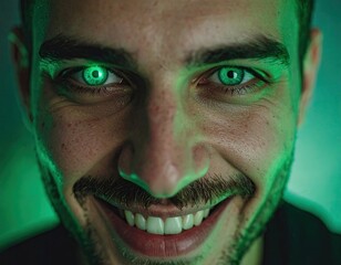 Close-up portrait of a man with a mischievous grin