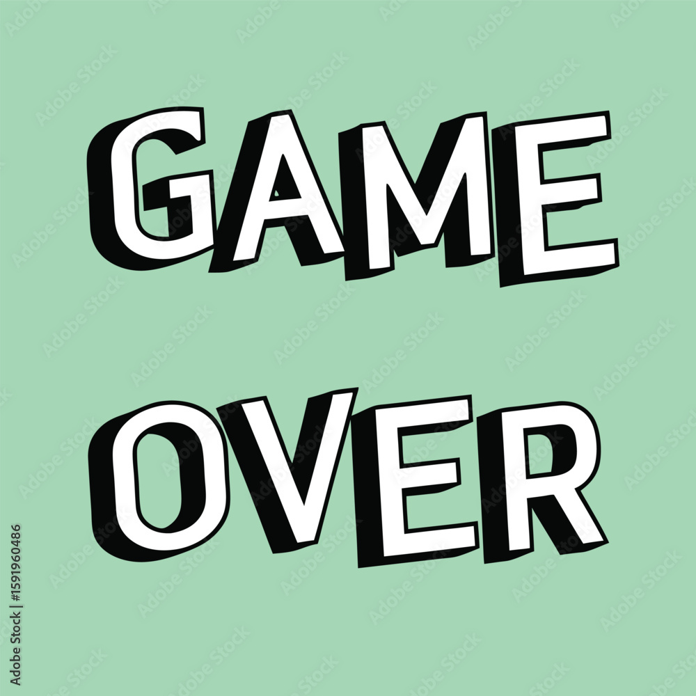 Fototapete a bold game over text graphic in a retro style, perfect for video game enthusiasts and arcade nostal