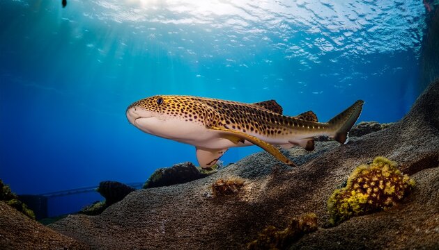the leopard shark triakis semifasciata photographed in aquarium in lanzarote