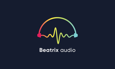  Music Logo Design with Colorful Headphones and Sound Wave