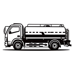 silhouette image of a tanker truck with a transparent background