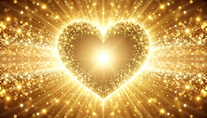 Golden heart radiating light