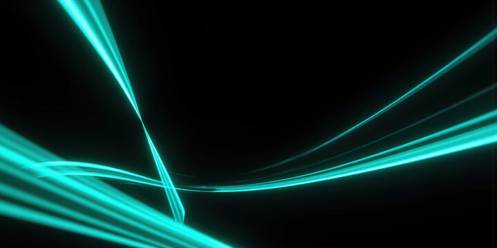 Vibrant Teal and Deep Black Abstract Glow - A dynamic composition with a rich teal hue emerging from deep black