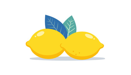 Bright and cheerful lemons in a digital illustration with leaf details, great for product packaging or summer designs.