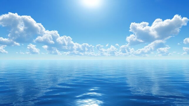 Serene Calm Lake Under Bright Blue Sky