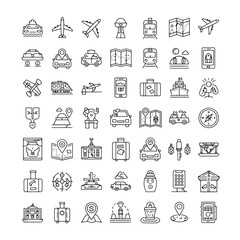 Travel line icons pack Vector art style