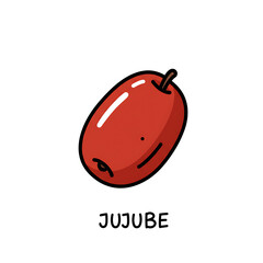 Minimal flat doodle vector illustration of a jujube with handwritten label