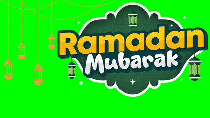 Ramadan Lantern, Ramadan Kareem,  Ramadan Mubarak 3D icon on green background
