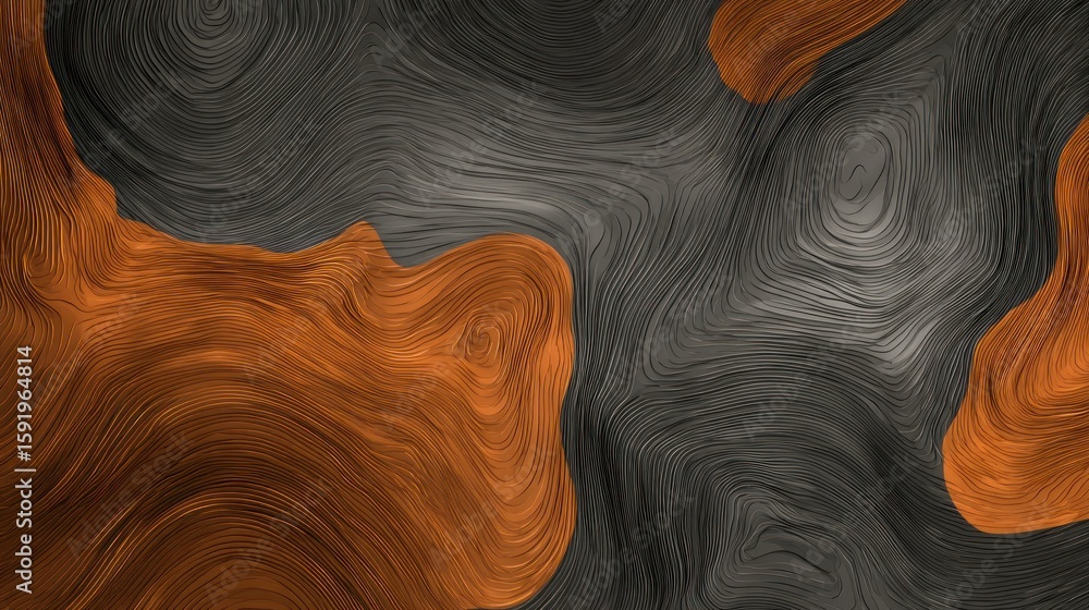 Poster abstract design with flowing lines and contrasting colors.