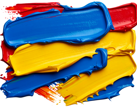 Thick Brushstroke Oil Paint Texture in Vibrant Colors, Top-Down View, Transparent Background - Powered by Adobe