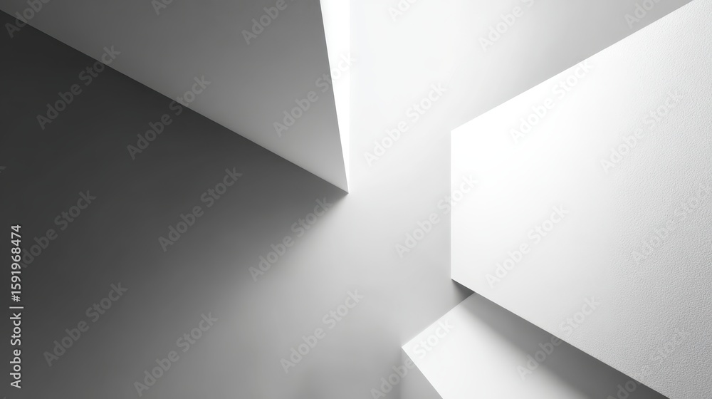 Poster geometric architectural pattern featuring intersecting planes, creating interplay between light and 