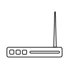 Router device icon. Network hardware symbol. Internet connectivity Vector. Wireless equipment outline.