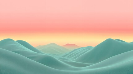 Fototapeta premium Stylized Mountain Landscape with Pastel Sky and Digital Texture