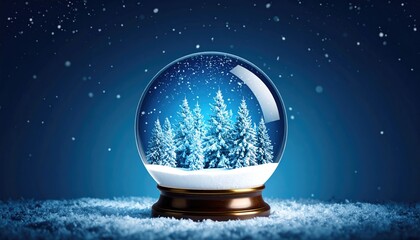 Snow globe with winter forest scene