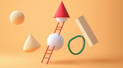 Abstract 3D Composition of Geometric Shapes