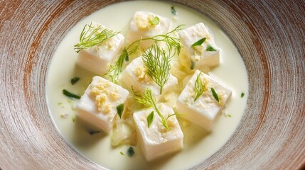 Tonga dish Ota Ika Raw fish in coconut milk white cubes in creamy liquid