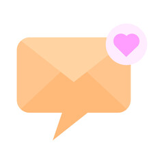 Love message icon. Romantic email bubble. Heart like Vector. Soft pastel design.