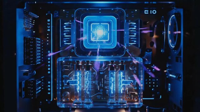 Fast-Working Computer CPU Animation with Dynamic Effects