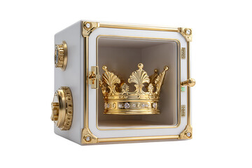 Gold Crown in a White Safe Luxurious Royalty