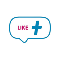 Obraz premium Blue pink LIKE plus stylized font logo design
