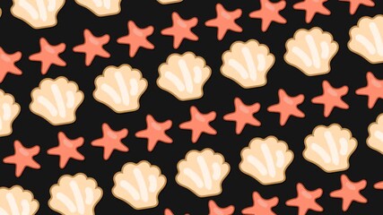 Seamless loop animation of shell and starfish in a cute summer beach theme. Perfect for ocean, coastal, or vacation-inspired design projects with a playful touch - Powered by Adobe