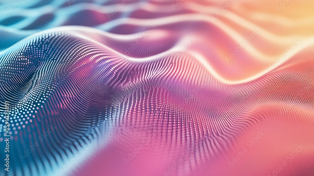 Poster abstract wave surface with dotted pattern and gradient color transition