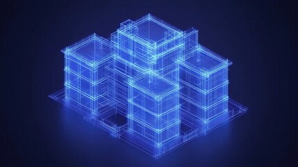Wireframe Model of a Building Complex