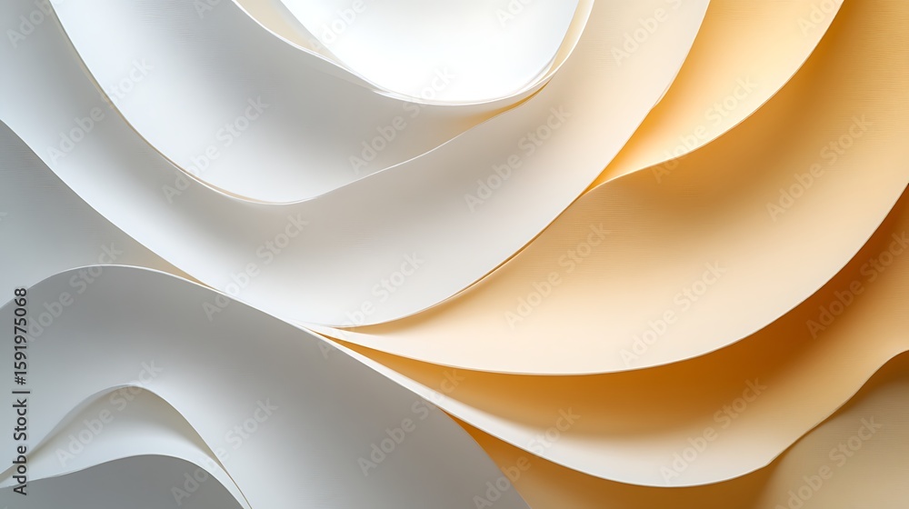 Poster abstract paper art forming wavy pattern with neutral colors gradient