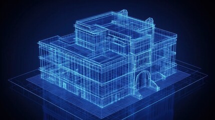 Wireframe Model of a Building