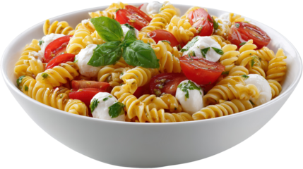 Dry pasta spirals fall gracefully in mid-air, creating a dynamic splash effect against a neutral backdrop