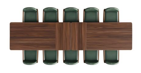 A padded, focused view of an oval yellow table with chairs around it, against a white background, in a top-down view, high-resolution photography.