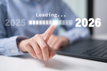 2025 to 2026 loading progress bar business timeline new year vision future strategy development innovation plan progress concept
