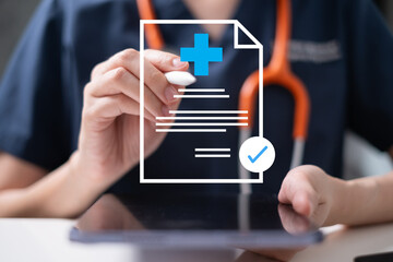 Professional healthcare worker doctor physician medical certificate report concept
