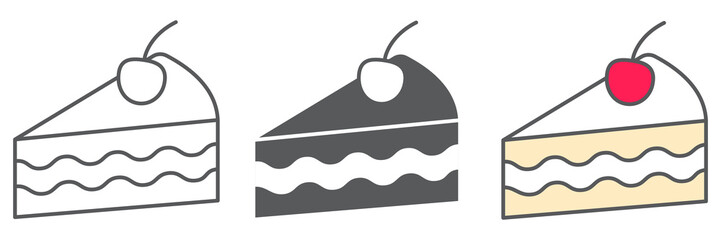 Piece of cake icon collection, dessert and cake, cheesecake sign vector set graphics, editable stroke linear icon, eps 10