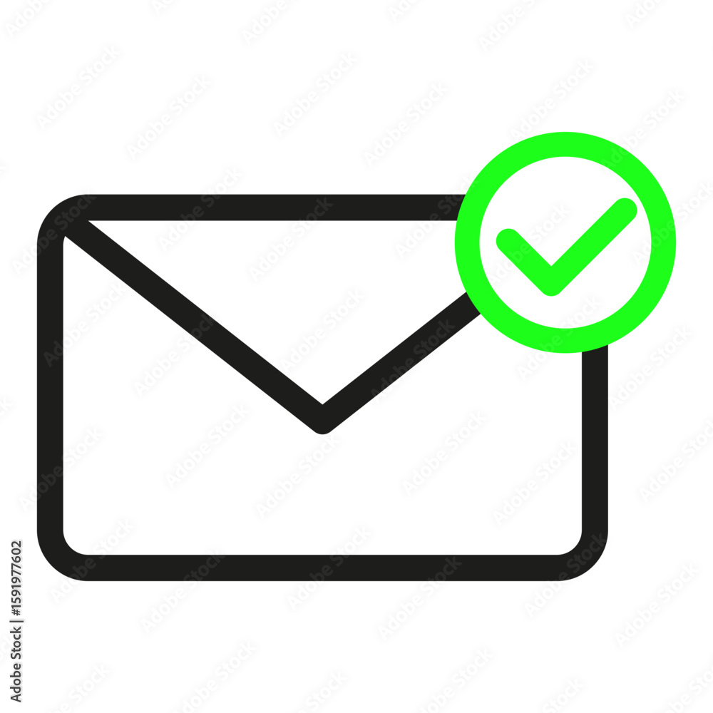Poster email confirmation icon. message received symbol. success vector notification. green checkmark graph