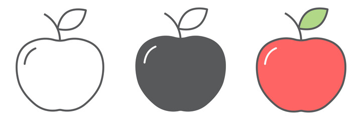 Apple icon collection, healthy and fruit, apple sign vector set graphics, editable stroke linear icon, eps 10