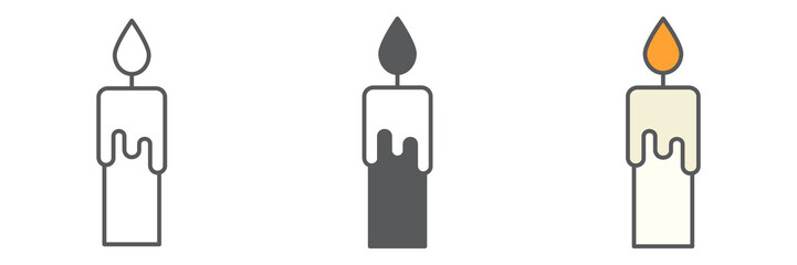 Candle icon collection, thanksgiving and christmas, candle sign vector set graphics, editable stroke linear icon, eps 10