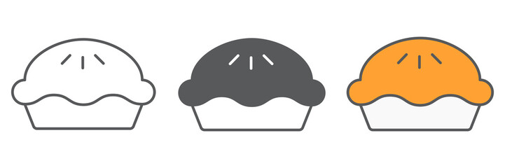 Pie icon collection, thanksgiving and bakery, pumpkin pie sign vector set graphics, editable stroke linear icon, eps 10