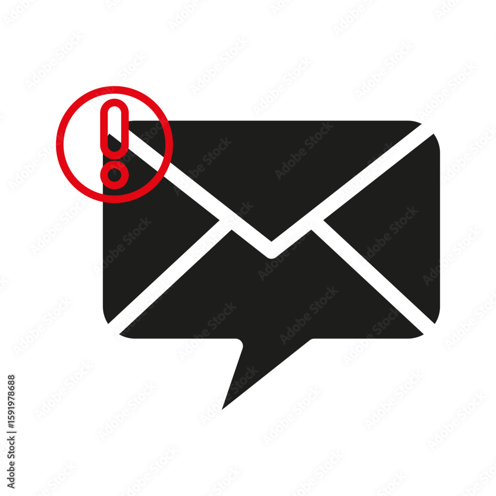 Poster mail alert icon. urgent message icon. email notification vector. warning envelope sign.