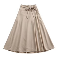 Elegant beige midi skirt with tie-waist detail for versatile fashion
