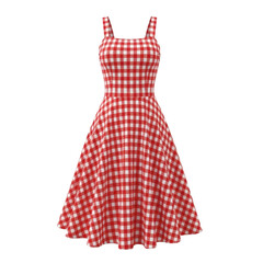 Red and white checkered dress on transparent background